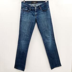 Rock & Republic Stella Blue Dark Wash Straight Leg Embroidered Jeans Size S/29